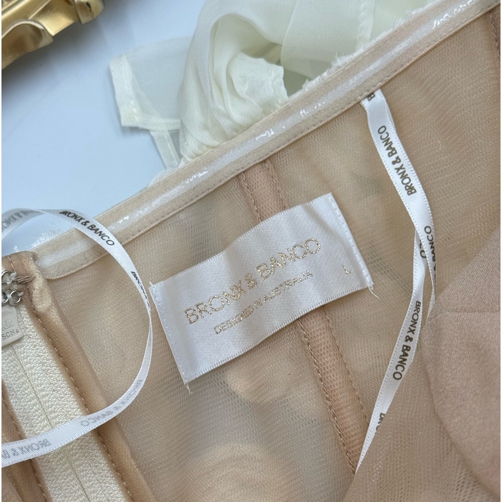 🆕 BRONX & BANCO 🧿 NWOT Sabrina White Bridal Midi Dress, Sz L / US 8 - Picture 15 of 17